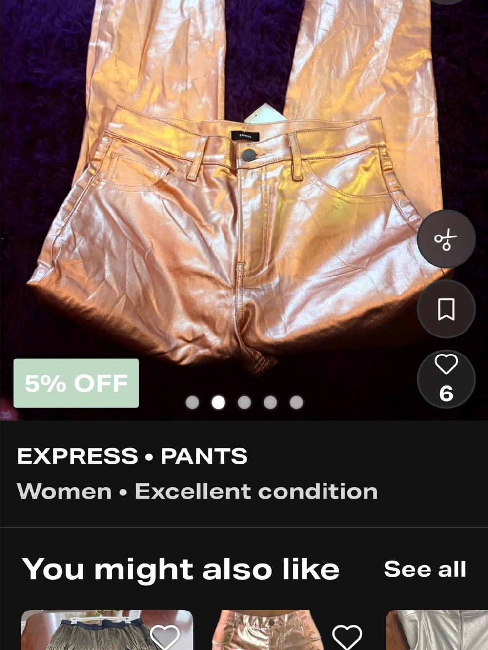 Express Metallic Copper Skinny Pants